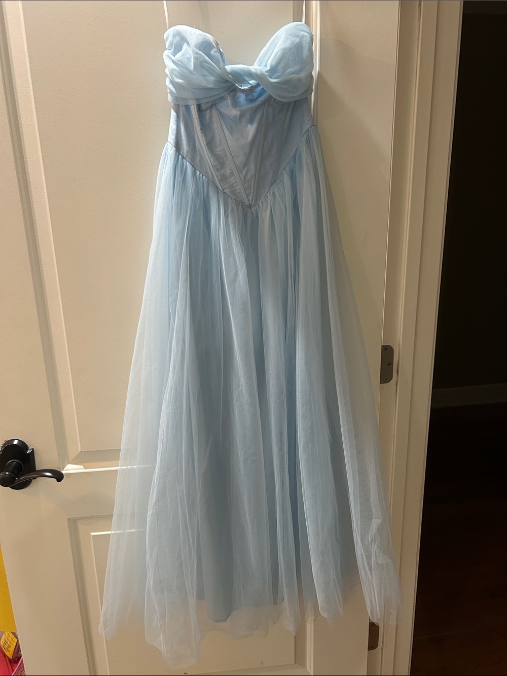 Hello Molly Light Blue Strapless Tulle Maxi Dress